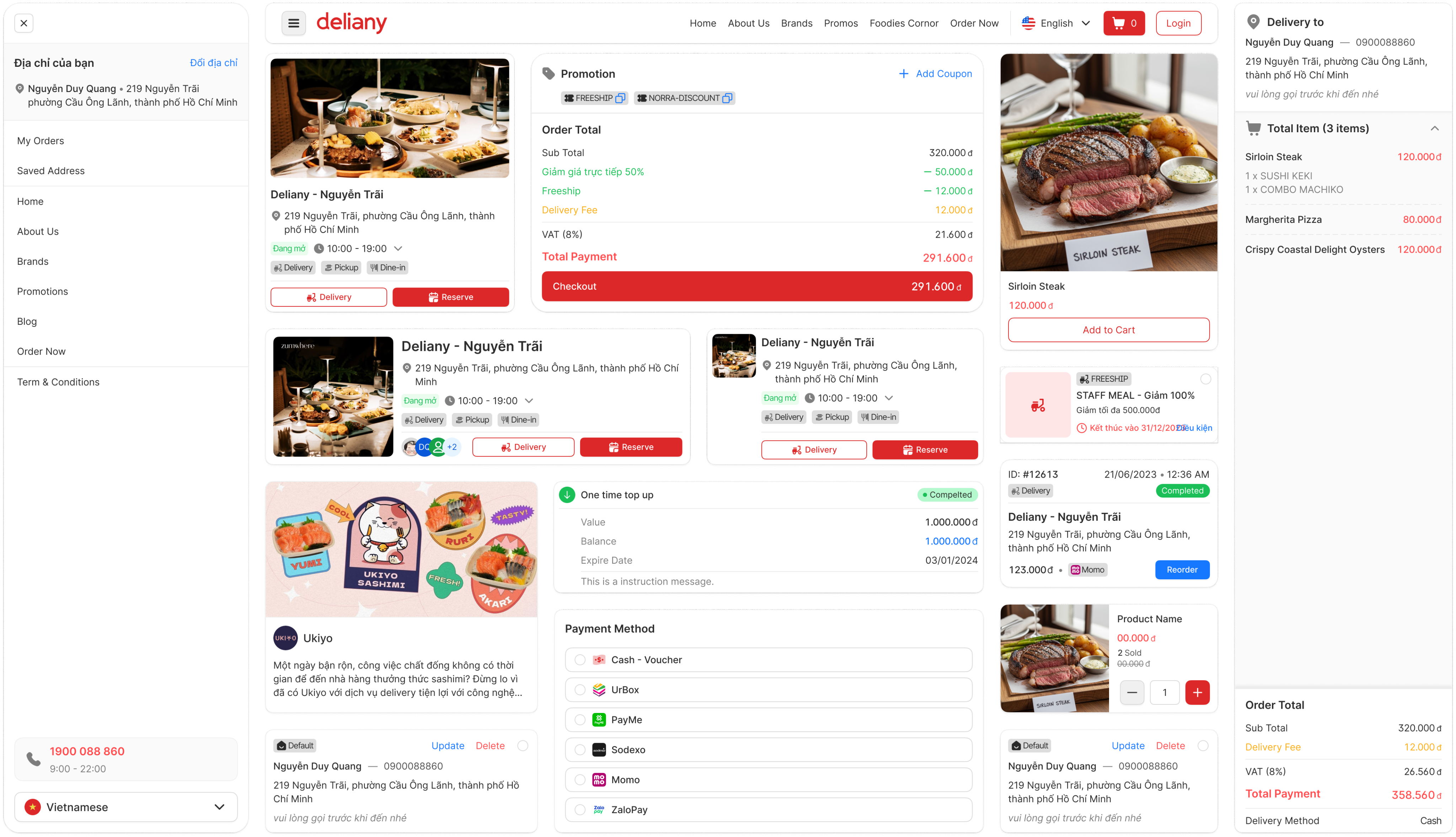 Deliany app — food ordering platform overview