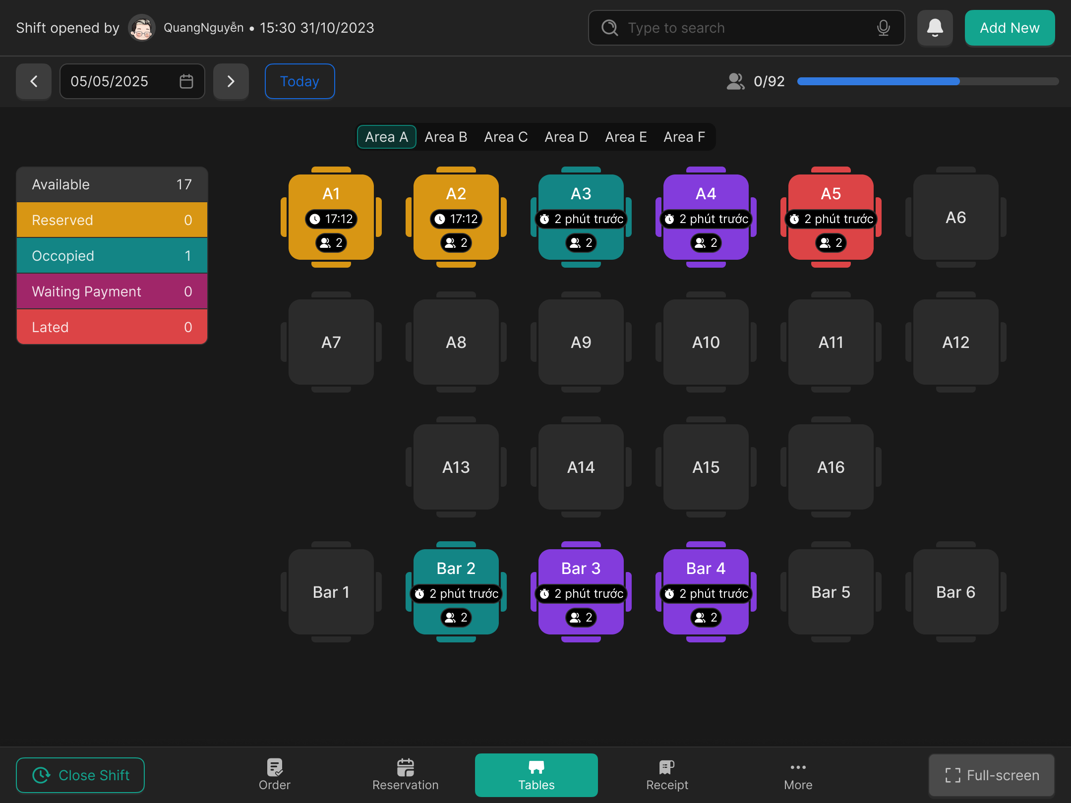 POS table management demo