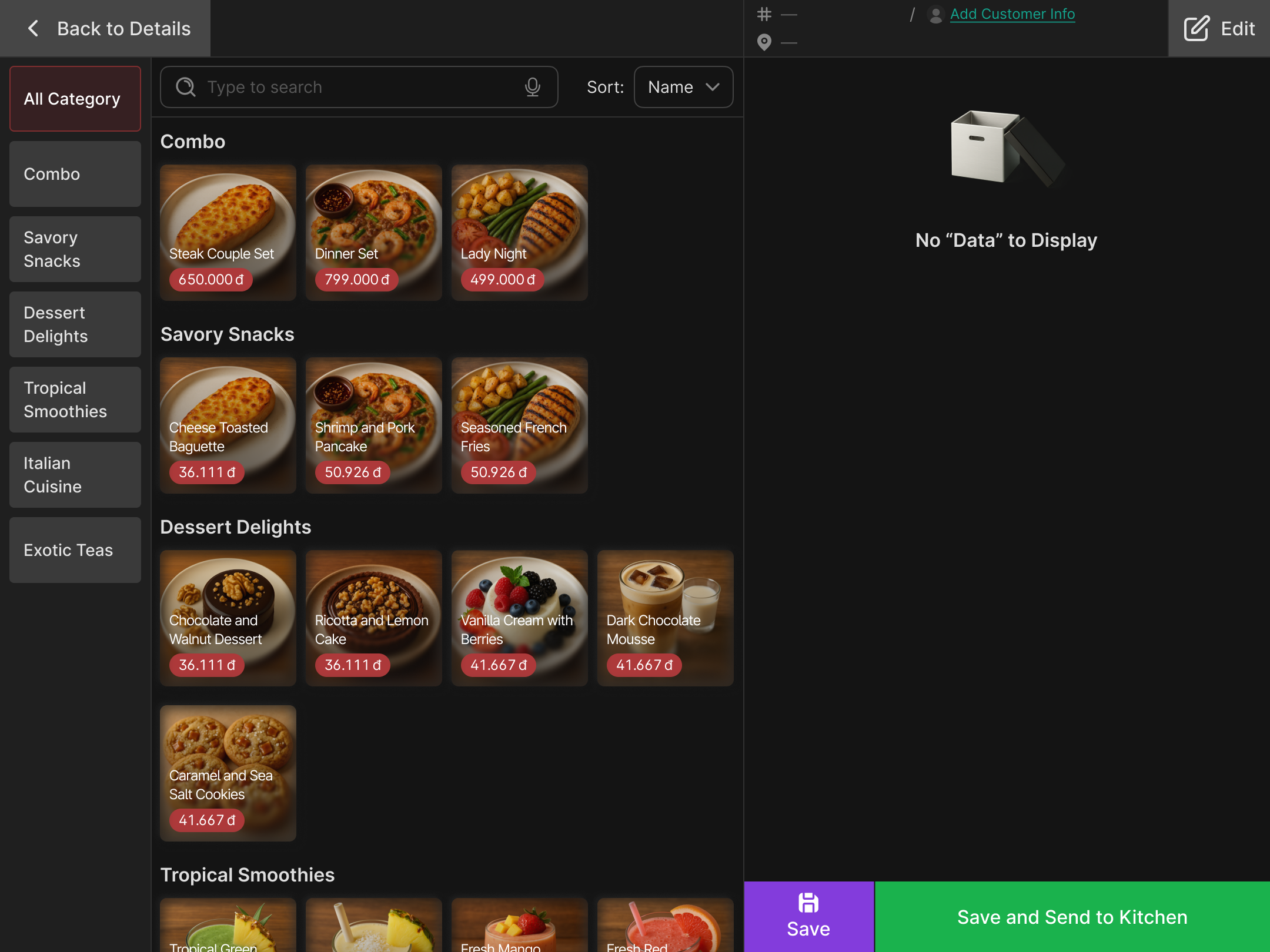 POS menu search demo